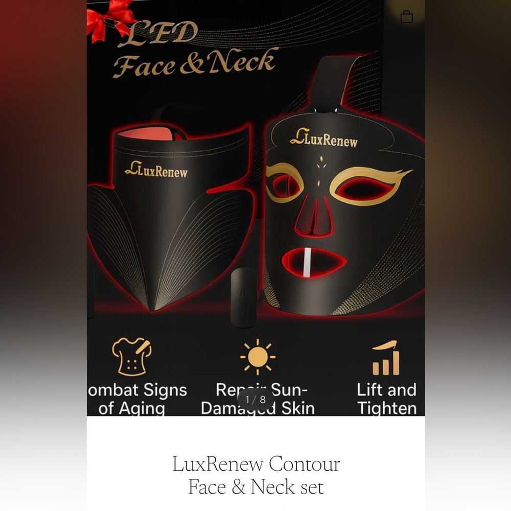 LED Face & Neck Contour Set — Black with Red Trim
